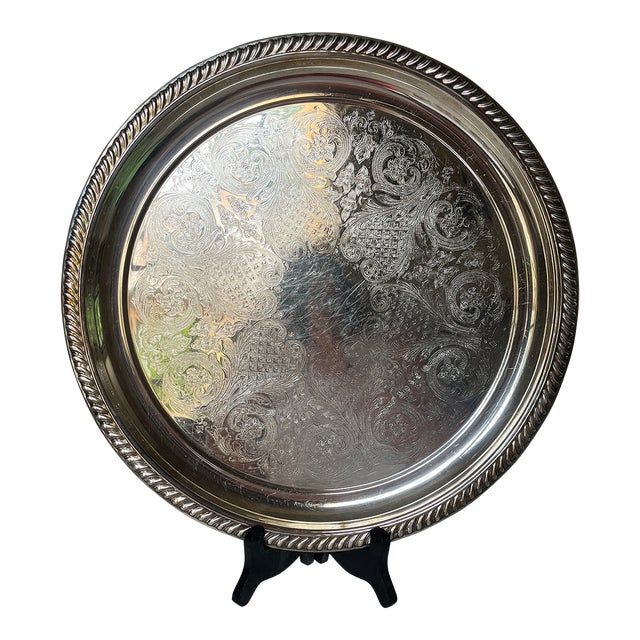 Silverplated Newport Gorham Round Tray For Sale