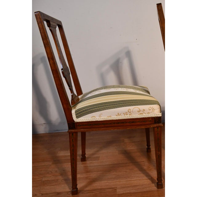 Brown 1900s Antique English Mahogany Hand Painted Side Chair For Sale - Image 8 of 12