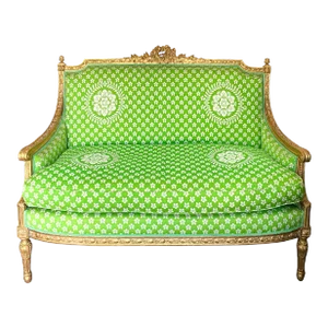 19th-C. French Louis XVI Style Carved Giltwood Settee