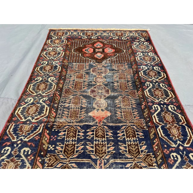 Islamic 2'10" X 9'9" Antique Afghan Baluchi Runner Rug Hand-Knotted Low Pile Rug For Sale - Image 3 of 11