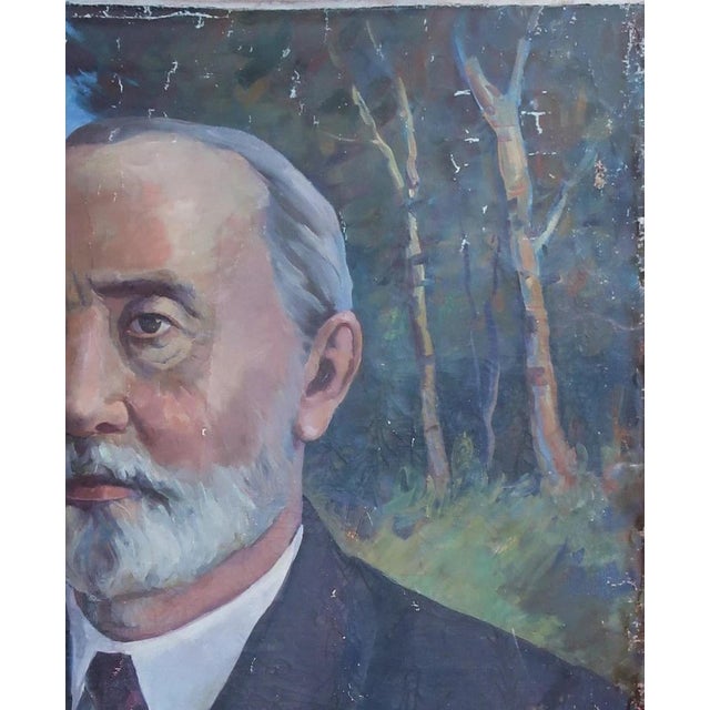 Realism Antique Male Portrait Oil Painting, Soviet Ukrainian Artist, 1970s 170-140 For Sale - Image 3 of 6