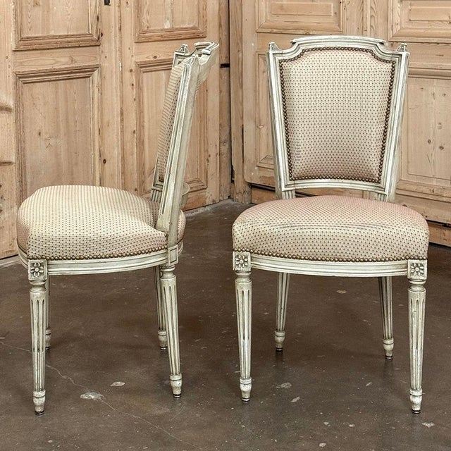 Set of 8 French Louis XVI Painted Dining Chairs For Sale - Image 9 of 17