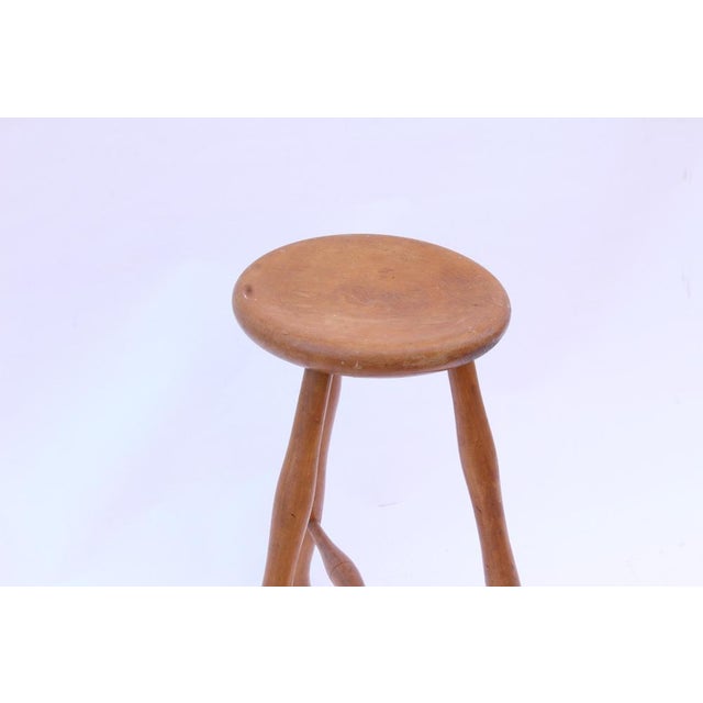 Scandinavian 3-Legged Farmer's Stool in Beech, 1890s For Sale - Image 6 of 12