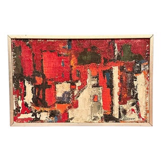 Holger Oijens, Cityscape in Red, 1960s, Oil on Canvas, Framed For Sale