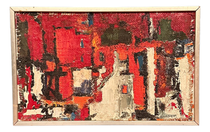 Holger Oijens, Cityscape in Red, 1960s, Oil on Canvas, Framed