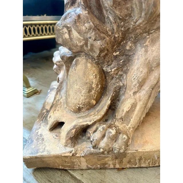 Antique Terracotta Lion Sculptures, 1880s, Set of 2 For Sale - Image 13 of 18