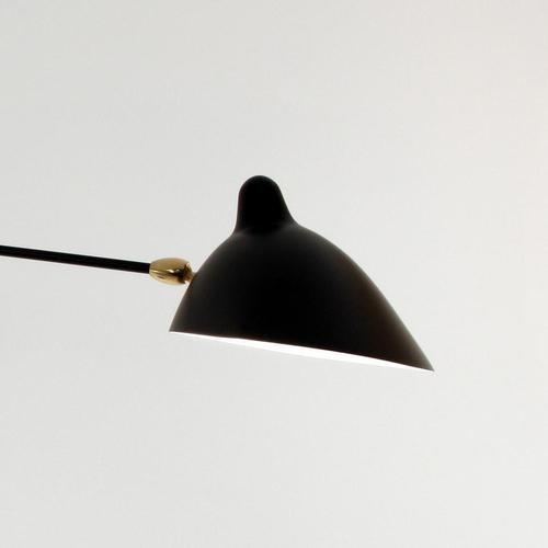 Not Yet Made - Made To Order Modern Black Rotating Straight-Curved Arms Wall Lamp in Aluminum, Brass and Steel by Serge Mouille For Sale - Image 5 of 15