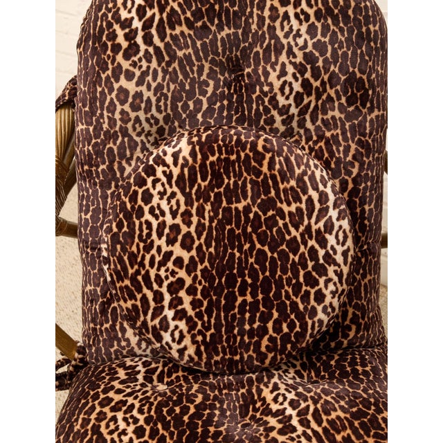 Vintage Tiki Bamboo Lounger With Leopard Print Upholstery For Sale - Image 9 of 12