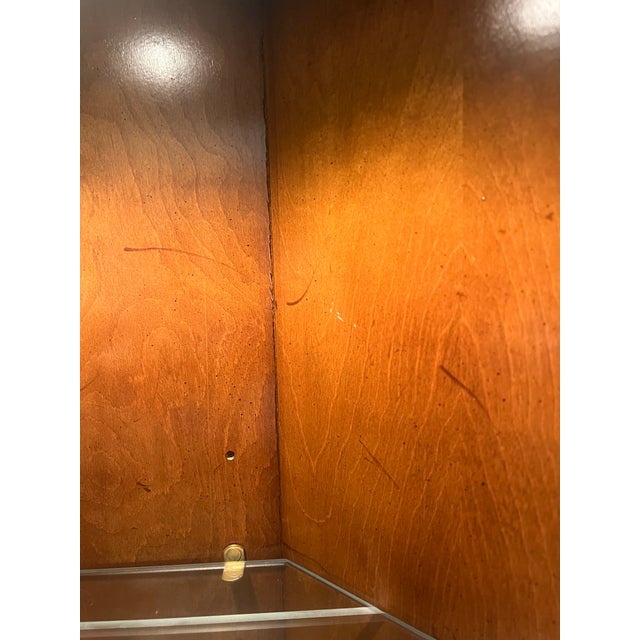 Vintage Hand-Painted Chinoiserie Lighted Corner Curio Cabinet – Signed by Faye Keller, Attributed For Sale - Image 11 of 12