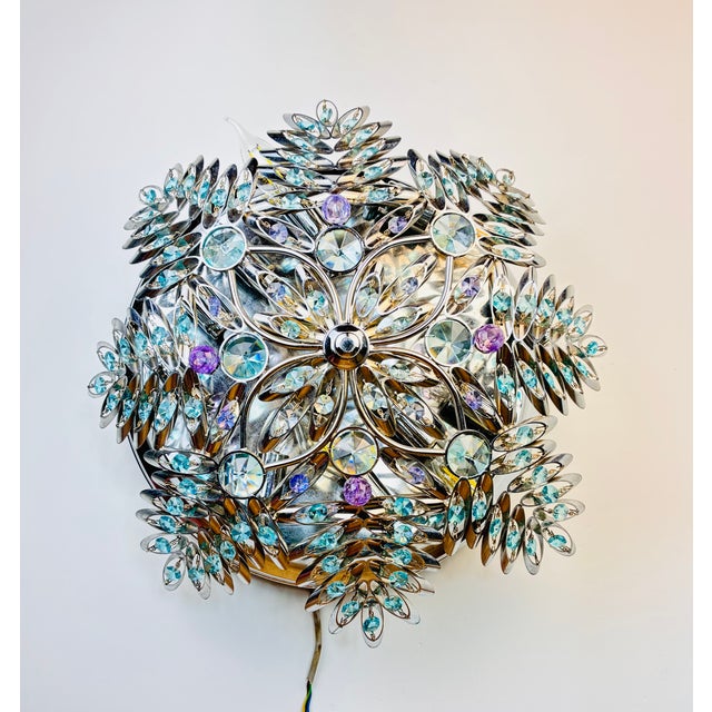 Vintage Crystal Elegance – Hand-Painted Crystal Flush Mount Chandelier / Large Wall Sconce Bring a breathtaking focal...