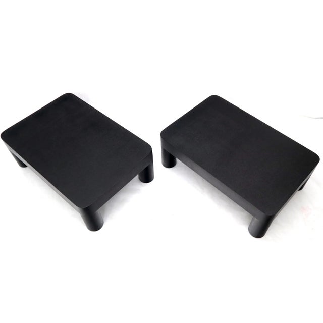 Mid 20th Century Pair of Raffia Cloth Wrapped Wide Coffee Tables on Thick Cylinder Legs For Sale - Image 11 of 13