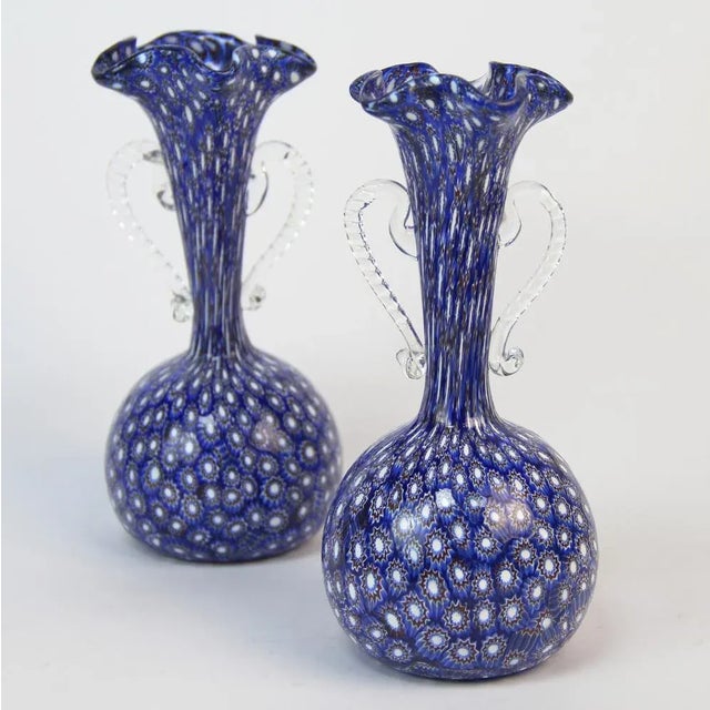 Murano Crystal Millefiori Vase by Ercole Barovier, 1960s, Set of 2 For Sale - Image 4 of 5
