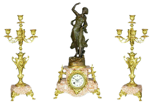 French Art Nouveau Poésie Clocks from Japy Freres, 1878, Set of 3