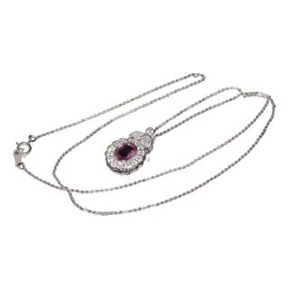 GIA Certified Natural 2.35CTS VS F Diamond Pink Sapphire 18K Solid Gold Platinum Chain Necklace For Sale
