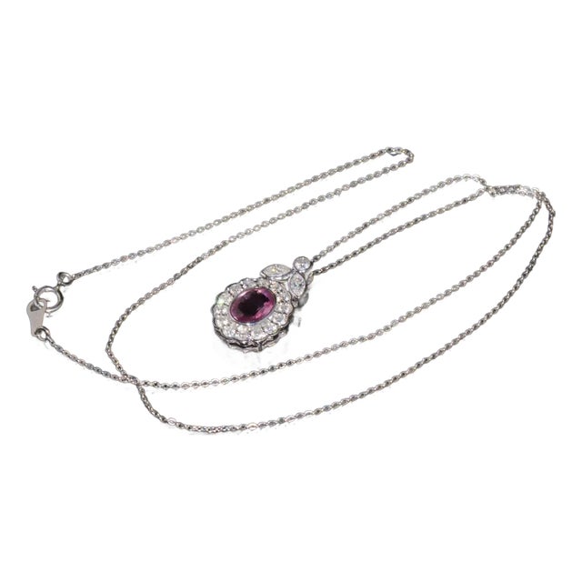 GIA Certified Natural 2.35CTS VS F Diamond Pink Sapphire 18K Solid Gold Platinum Chain Necklace For Sale