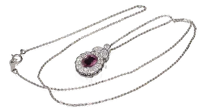 GIA Certified Natural 2.35CTS VS F Diamond Pink Sapphire 18K Solid Gold Platinum Chain Necklace