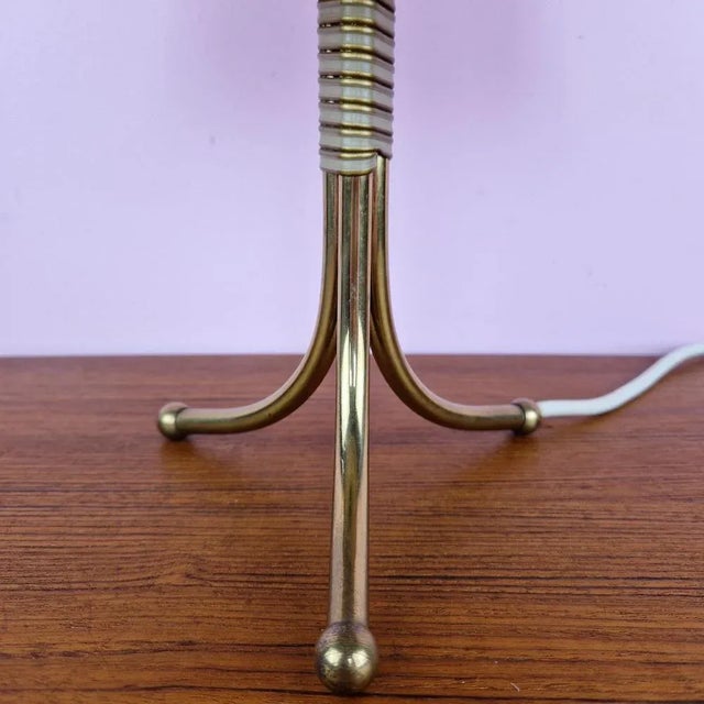 Beige Rockabilly Brass Tripod Table Lamp, 1950s For Sale - Image 8 of 13