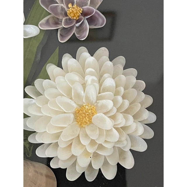 Coastal Custom Sea Shell Art Floral Installation Framed For Sale - Image 3 of 5