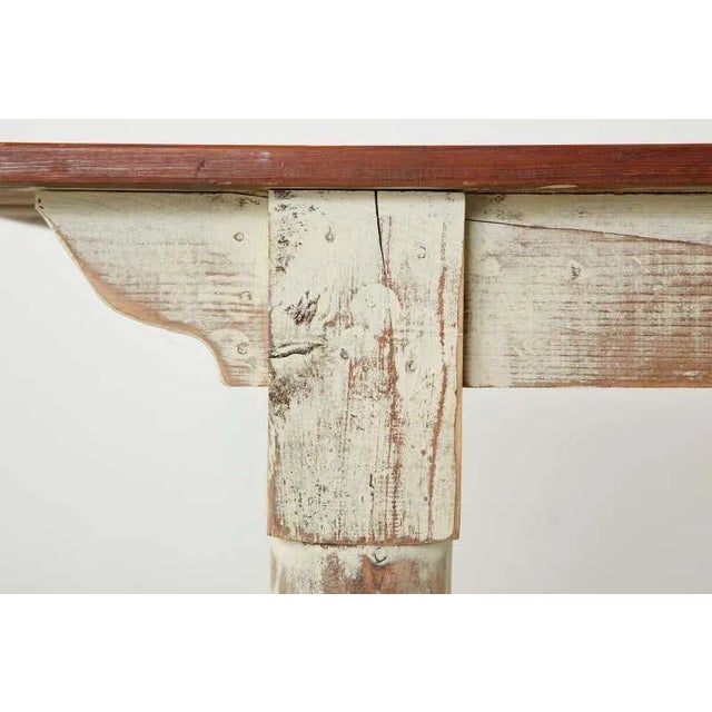 Tan American Country Painted Pine Farmhouse Dining Table For Sale - Image 8 of 13