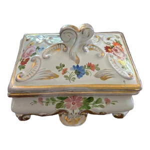 1970s Hand Painted Deruta Ceramic Jewelry Box