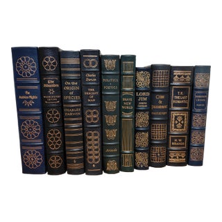 Easton Press Leather Bound Books Set of 10 Blue/Green For Sale