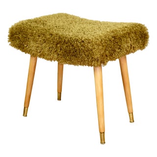 Vintage Stool with Golded Beech Legs, 1970s For Sale