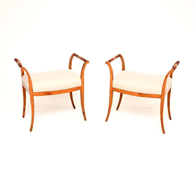 Antique Biedermeier Swedish Satin Birch Stools, 1850, Set of 2 For Sale - Image 10 of 10