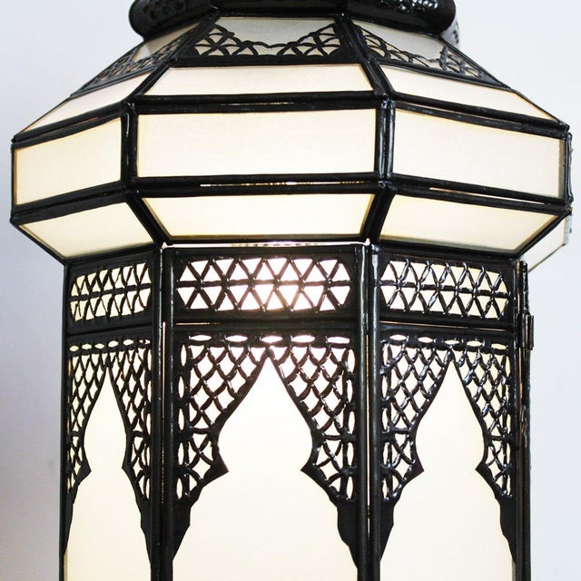 Vintage Moroccan Frosted Glass Pendant Light For Sale - Image 4 of 7
