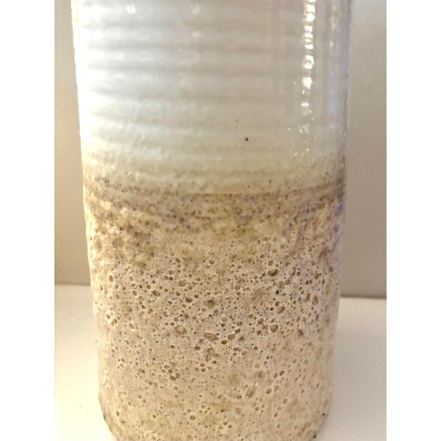 Contemporary Bo Jia for Middle Kingdom White & Sand Lava-Like Glaze Porcelain Cylinder Vase For Sale - Image 3 of 6