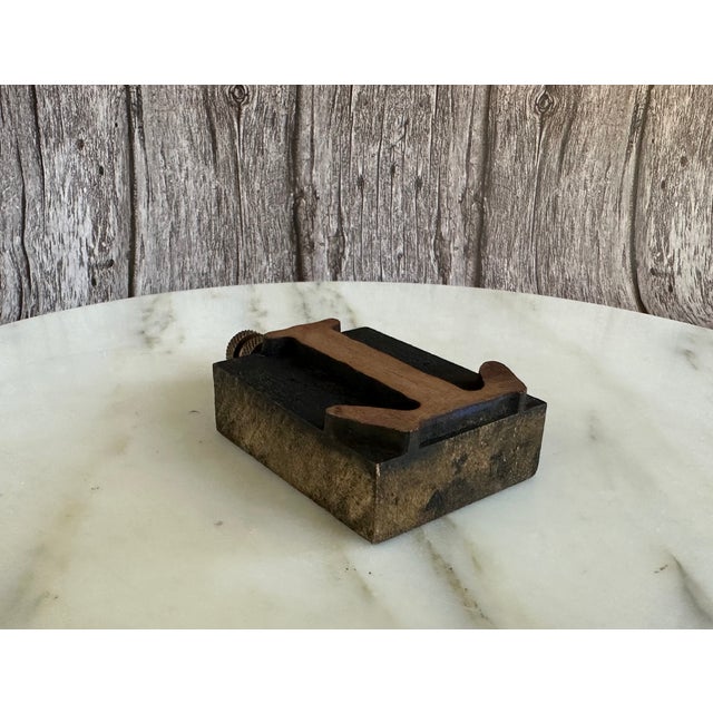 Letterpress T Lamp Finial on Bronze Hardware For Sale In Madison - Image 6 of 9