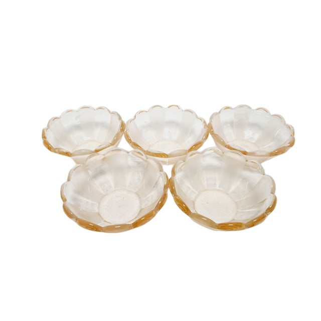 Pink Art Deco Dessert Service from Niemen Glassworks, Poland, 1930s, Set of 5 For Sale - Image 8 of 11