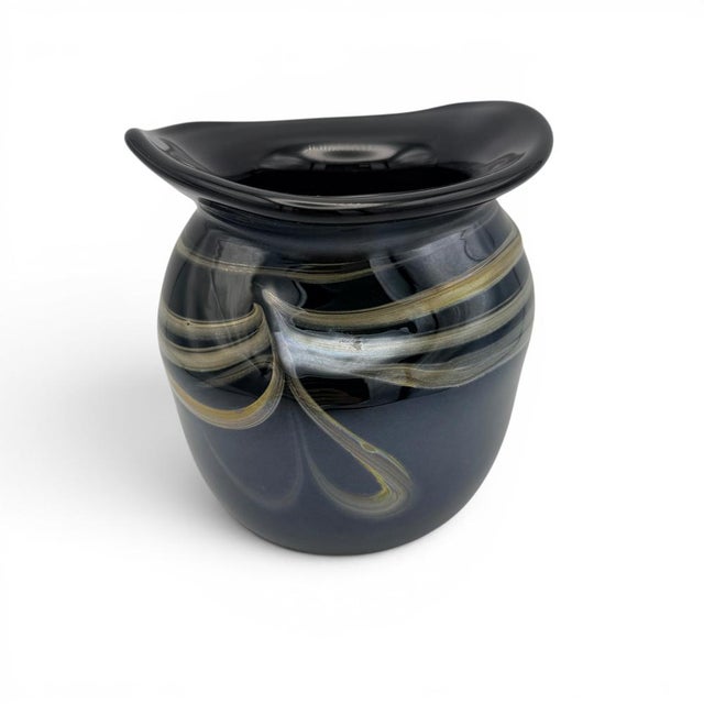 Contemporary Vintage Vase in Smoked Glass Iris Glass, 1984 For Sale - Image 3 of 10