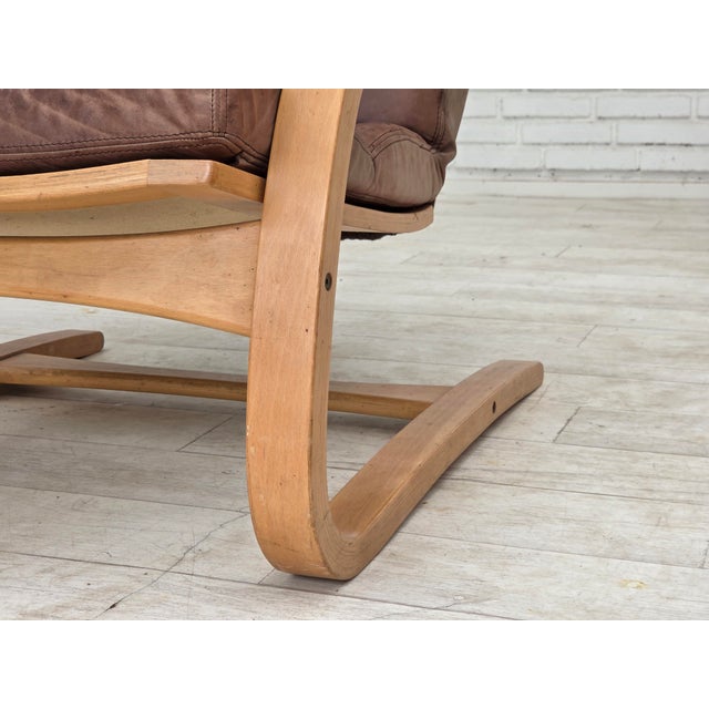 Swedish Leather and Bentwood Lounge Chair by Åke Fribytter, 1970s For Sale - Image 9 of 18