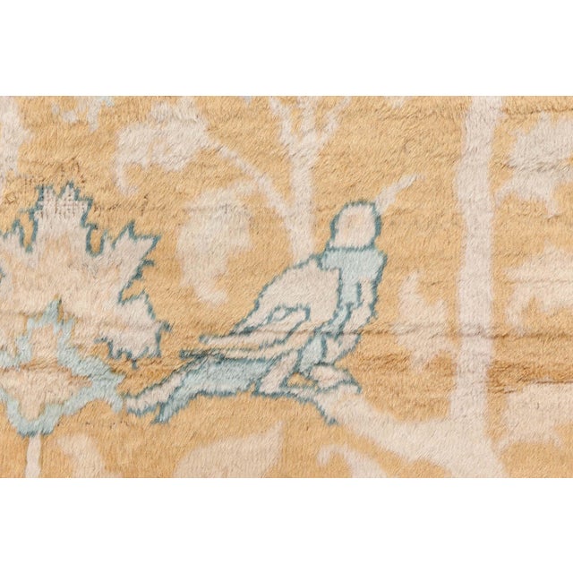 Orange Authentic Indian Animal Design, Orange, Handmade Wool Carpet For Sale - Image 8 of 11