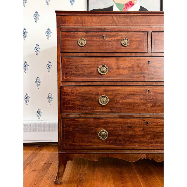 Neoclassical Antique Early 1800s Scottish Neoclassical Mahogany Chest of Drawers With Ebony Inlay For Sale - Image 3 of 17
