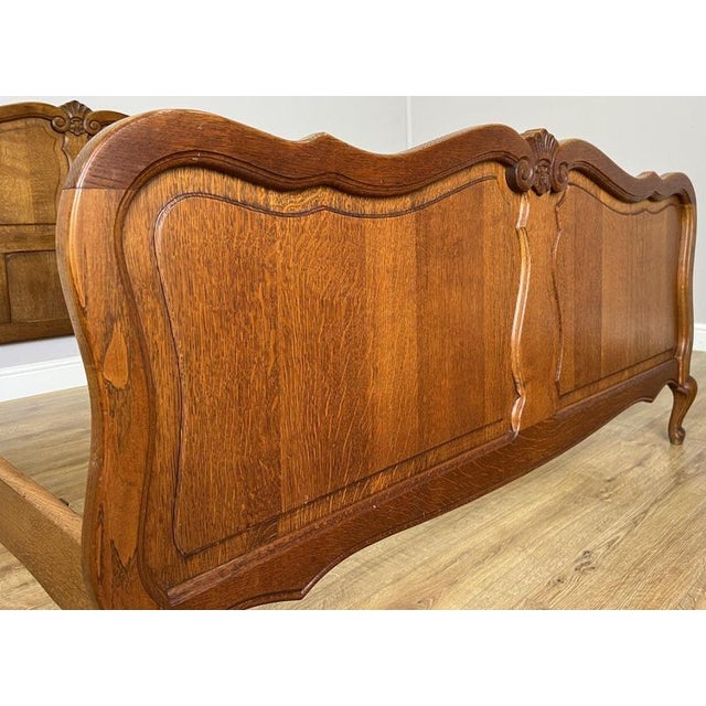 Vintage Louis XVI French Double Bed Frame in Oak For Sale - Image 10 of 13