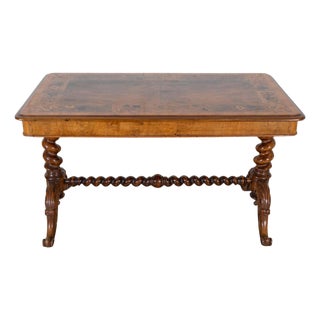 Lombardy Rectangular Table in Walnut and Precious Wood Marquetry, Italy, 19th Ce For Sale
