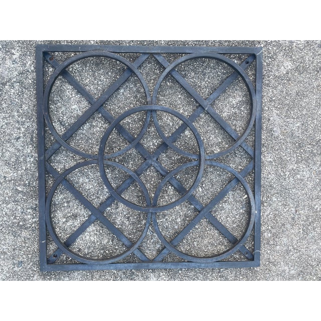 Global Views A Pair of Geometric Circles in Squares Forged Iron Wall Art For Sale - Image 4 of 5