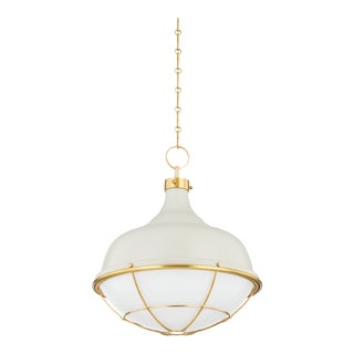 Hudson Valley Lighting Mark D. Sikes Holkham 1-Light Pendant, Aged Brass/Off White For Sale