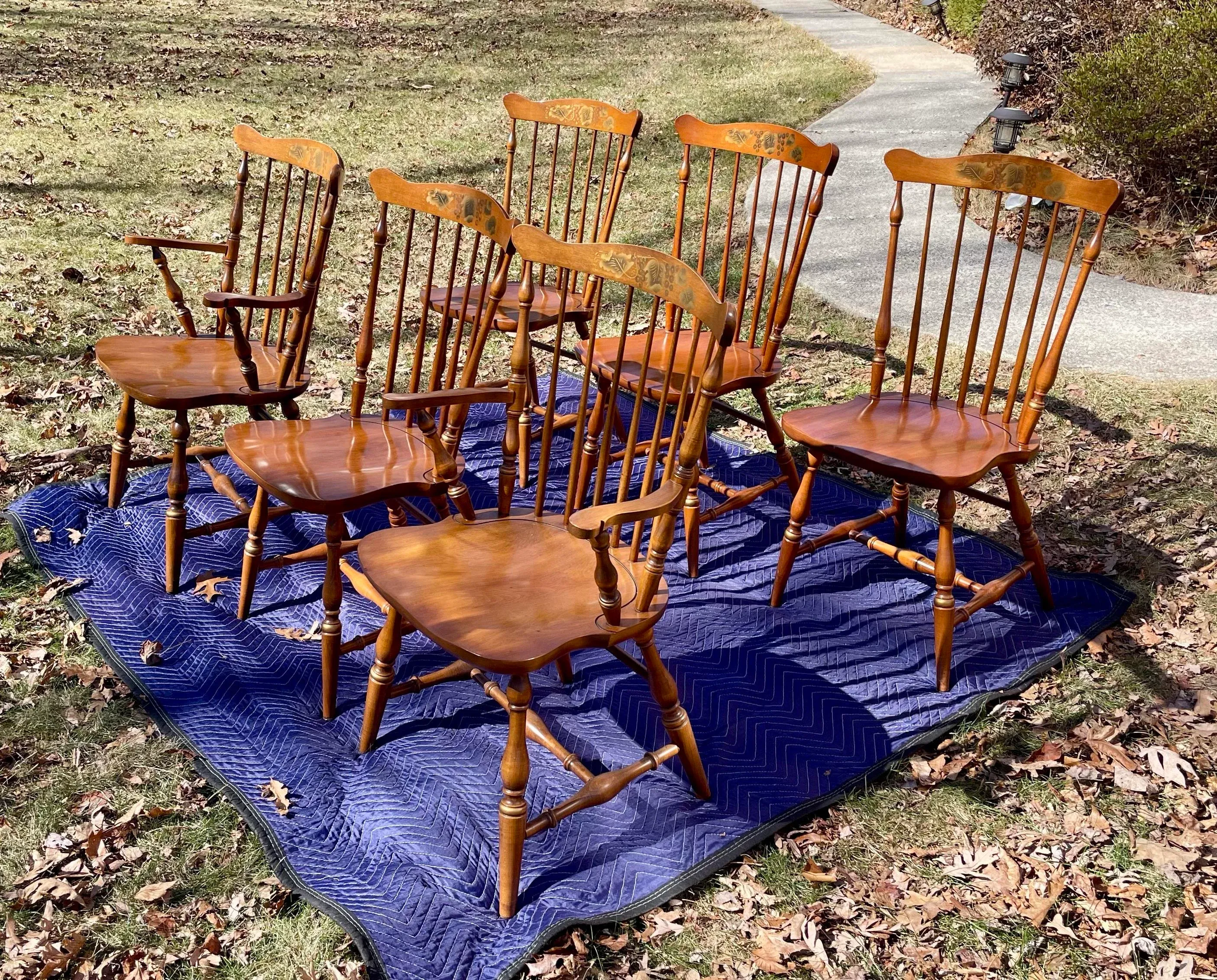 vintage an・an no.21 Late 20th Century L. Hitchcock Fan Back Windsor Dining Chairs Set