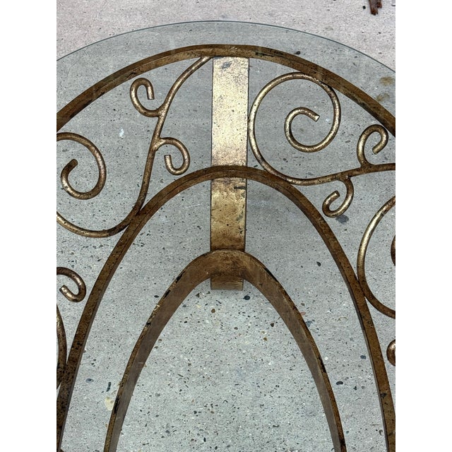 Lane Furniture Hollywood Regency Hand Gilt Wrought Iron Oval Coffee Table - Newly Painted For Sale - Image 4 of 12