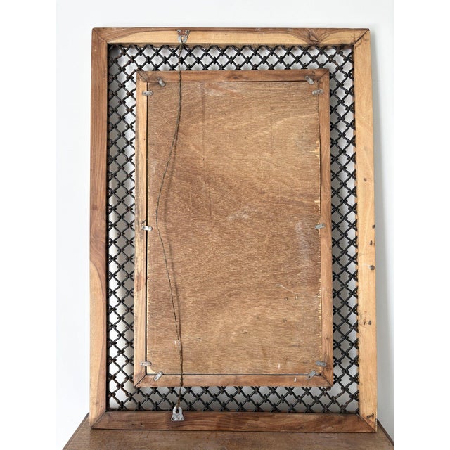 Black Woven Lattice Work Mirror with Reeded Wooden Frame, 1980s For Sale - Image 8 of 10