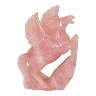 Natural Rose Quartz Pegasus Flying Horse Pink Gemstone For Sale