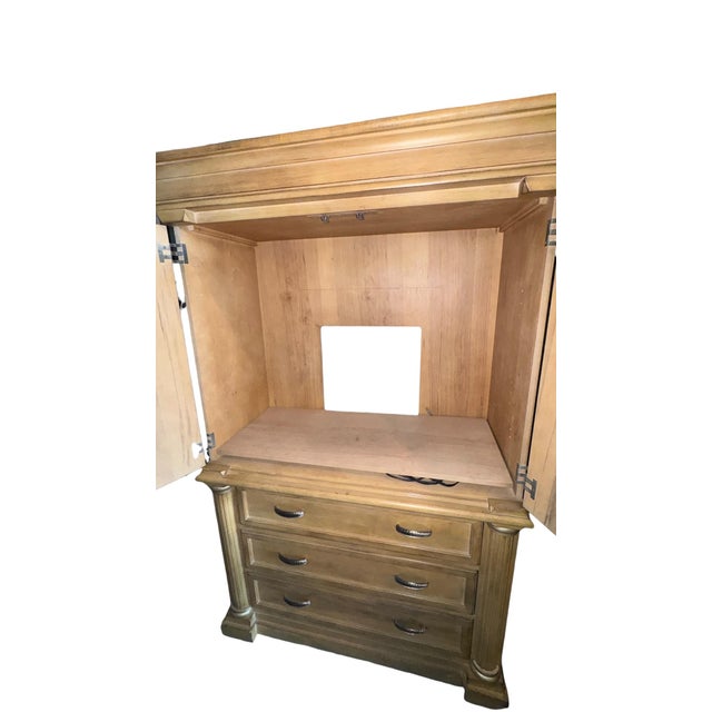 Wood 1990s Drexel Heritage Corbel Collection Carved Wood Entertainment Armoire For Sale - Image 7 of 12