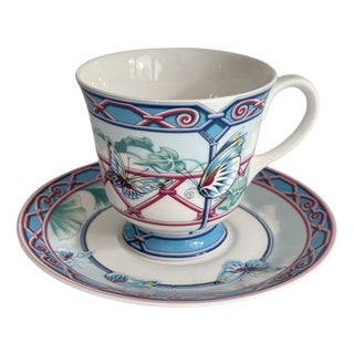 Le Jardin Des Papillons Coffee Cup and Saucer from Hermès, 1990s, Set of 2 For Sale