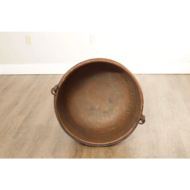 Antique Hammered Copper Pot with Iron Handle For Sale - Image 11 of 12