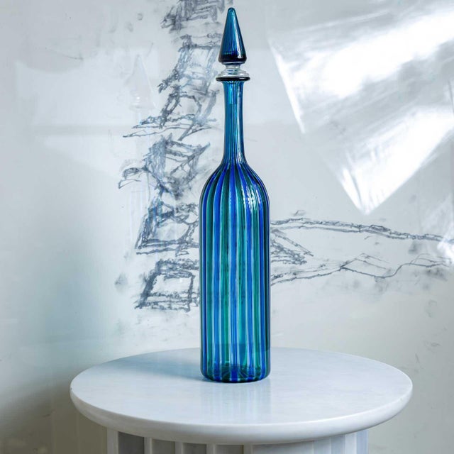 Blue Blue-Green Venini Carafe, Italy 1979 For Sale - Image 8 of 18