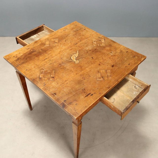 18th Century Neoclassical Walnut Table with Inlays, Italy For Sale - Image 3 of 11