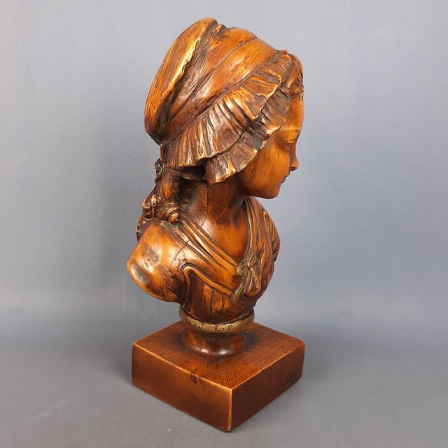 Carved Wooden Sculpture of a Girl, 1960s For Sale - Image 9 of 16