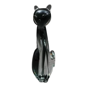 Mid 20th Century V Nason Italy Sommerso SmokeArt Glass Seated Cat Figurine Sculpture